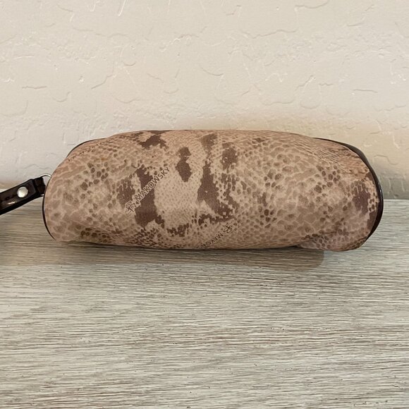 B Makowsky Brown Reptile Snake Print Pouch Wristlet with Strap - Picture 8 of 10